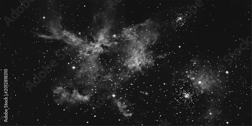 Fényképezés A captivating glimpse into the celestial realm, where ethereal nebulas and radiant stars adorn a mesmerizing night sky, inviting awe and wonder