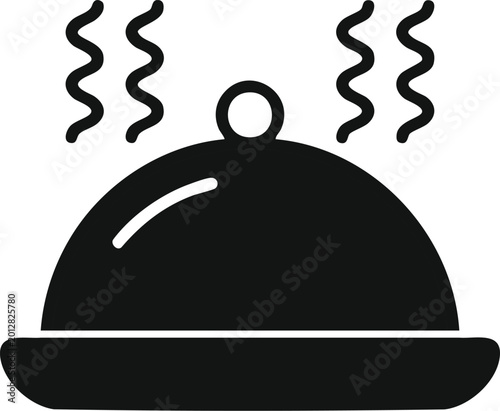 Restaurant Cloche Food Cover, Catering and Dining Icon Illustration