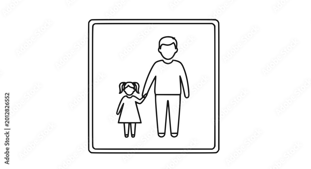 Fototapeta premium Father and Daughter Holding Hands Icon - Family Connection, Love, Protection
