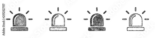 Schilderij op canvas Sketch alarm siren icon design set