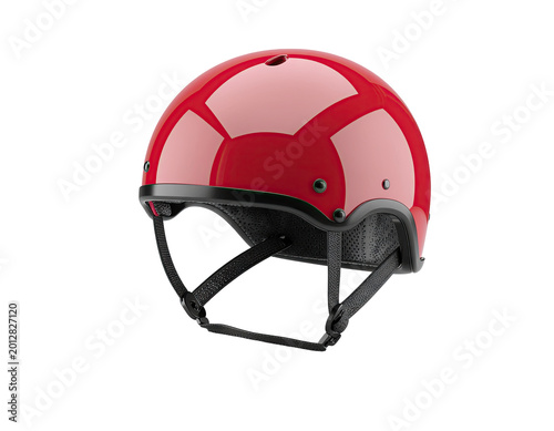 Red Glossy Bicycle Helmet with Straps