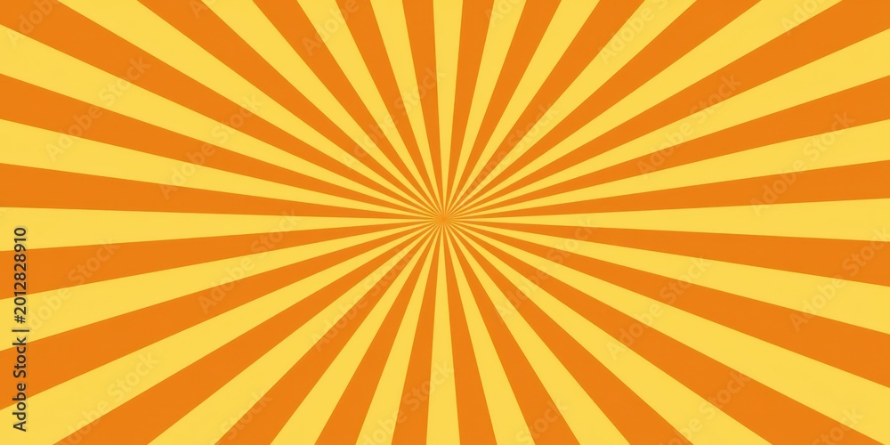 Fototapeta premium Abstract sunburst background with alternating orange and yellow radial rays in a vibrant graphic design pattern for creative projects and digital media display layouts