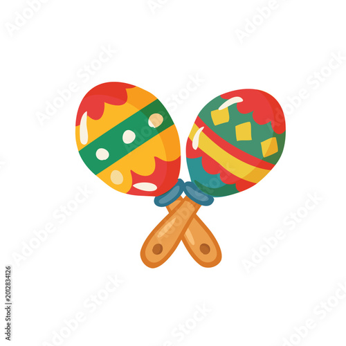 Εκτύπωση καμβά Colorful maracas illustration for mexican culture folk music festival and dance
