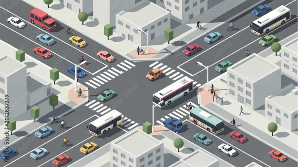 Fototapeta premium Traffic on city road intersection.