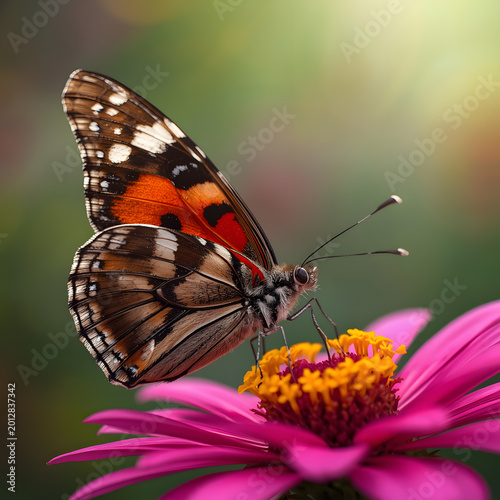 butterfly on pink flower