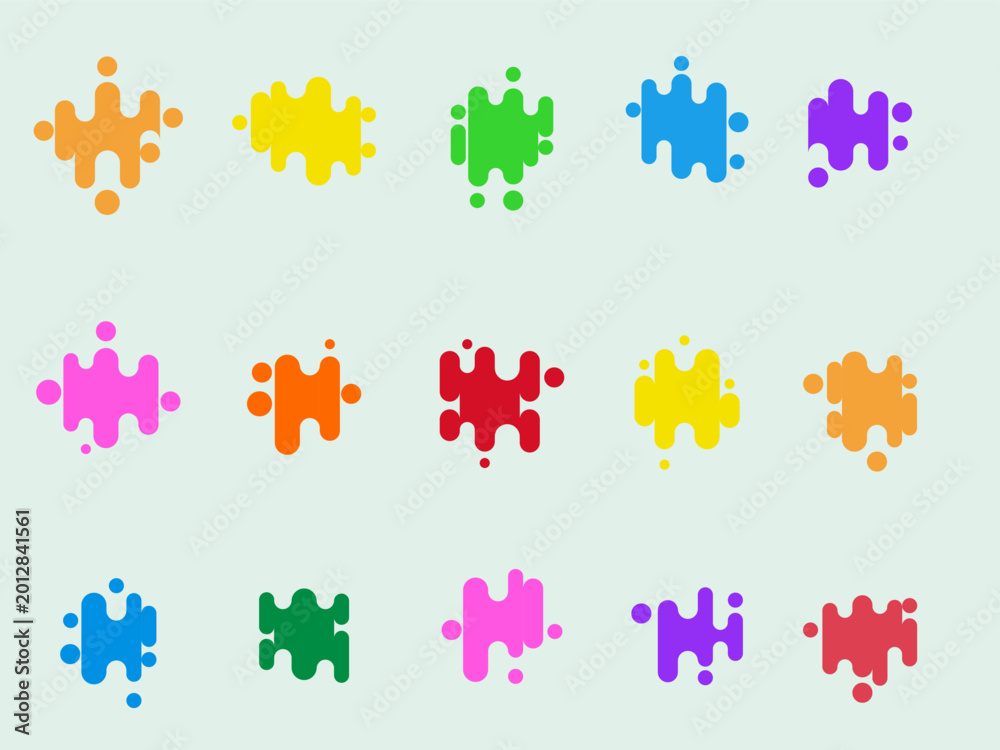 Naklejka premium Set collection of abstract water splash in multiple color on white background.