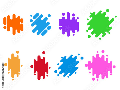 Set collection of abstract water splash in multiple color on white background.