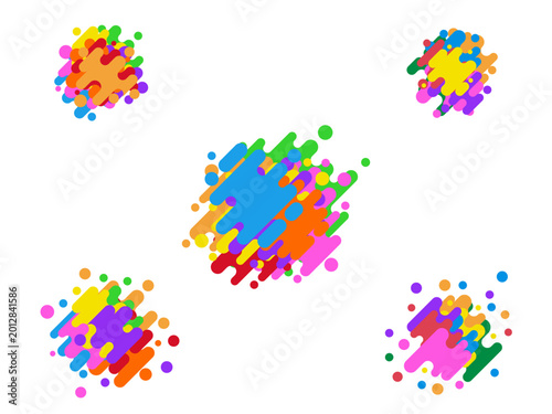 Set collection of abstract water splash in multiple color on white background.