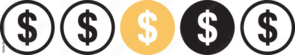Fototapeta premium Dollar sign USD vector icon US dollar symbol money coin isolated illustration for finance banking currency exchange and economic design projects.
