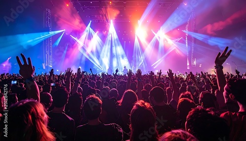 Concert crowd enjoying live music performance.