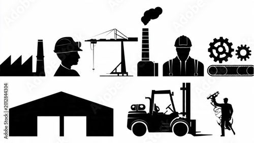 Valokuva Industrial construction worker with forklift.