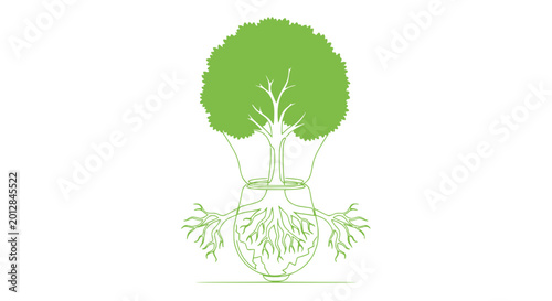 Bild auf Leinwand Tree of Life in Lightbulb Shape, Symbolizing Ideas, Growth, and Nature