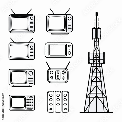 Communication technology icons set with mobile phones computers tablets and digital devices