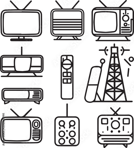 Communication technology icons set with mobile phones computers tablets and digital devices