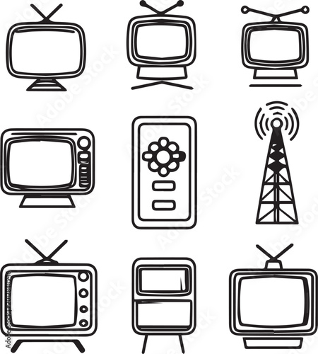 Communication technology icons set with mobile phones computers tablets and digital devices