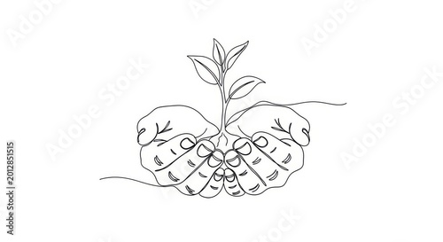 Nurturing Seedling Held by Careful Hands Concept Illustration.
