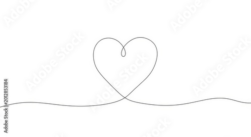 Minimal Line Heart Doodle Art Abstract Illustration.