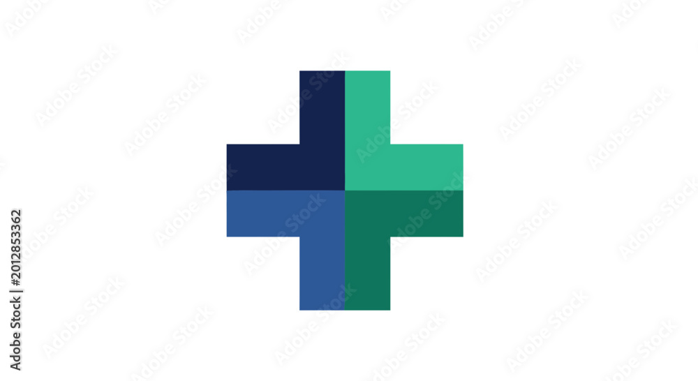 Fototapeta premium Abstract Geometric Cross Design in Quadrants Displays Modern Blend in Color Scheme