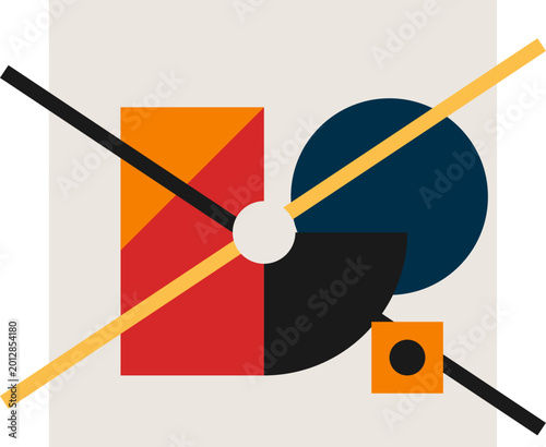 Tableau sur toile Modern abstract Bauhaus geometric composition featuring primary colored circles