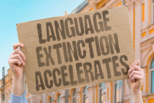 Konstfotografi "Language Extinction Accelerates" cultural homogenization is eliminating minority languages at historically unprecedented rates