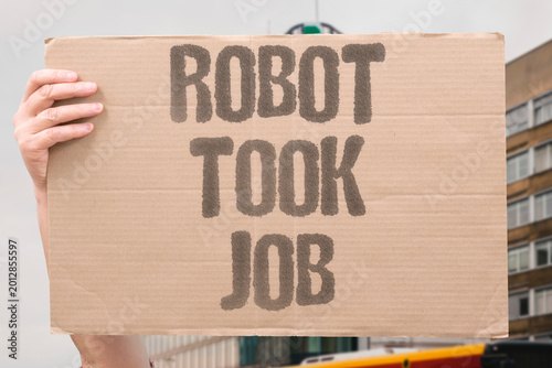 Slika na platnu "Robot Took Job" Automated systems have displaced human workers from roles previously considered skill-dependent