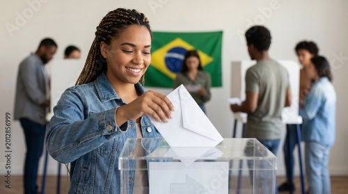 Brazilian citizen casting a vote at a polling station during elections