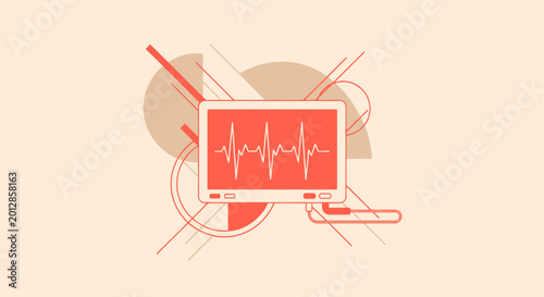 Abstract Medical Display Showing Heart Rate and Vital Signs with Geometric Design