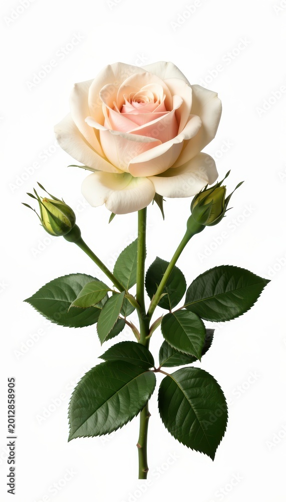 Naklejka premium Delicate White Rose Bloom Isolated on Clean Background