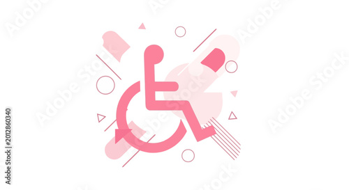 Abstract Pink Icon Design of Accessibility Symbol in Modern Geometric Style