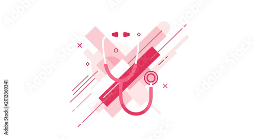 Abstract Pink Stethoscope Graphic Design for Healthcare and Medical Professions
