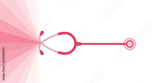 Abstract Pink Medical Stethoscope Design Against a White Background Concept and Branding