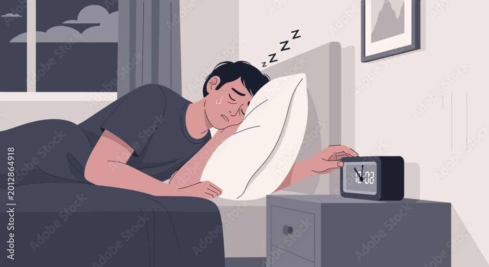 Obraz premium Alarm Clock's Annoying Sound Wakes Person up, Creating an Unwanted Wakeup Scenario