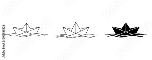 Photos Minimal Paper Boat Line Art and Silhouette