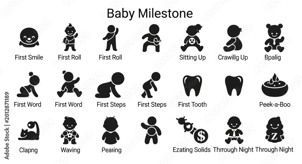 Obraz premium Baby Milestone Icons Collection Set