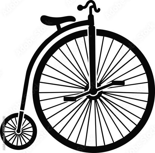 Vintage Penny Farthing Bicycle Silhouette Icon Illustration.
