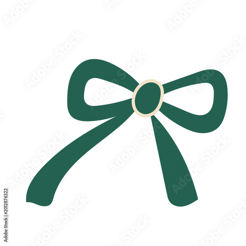 Green Ribbon Bow Icon Isolated on Transparent