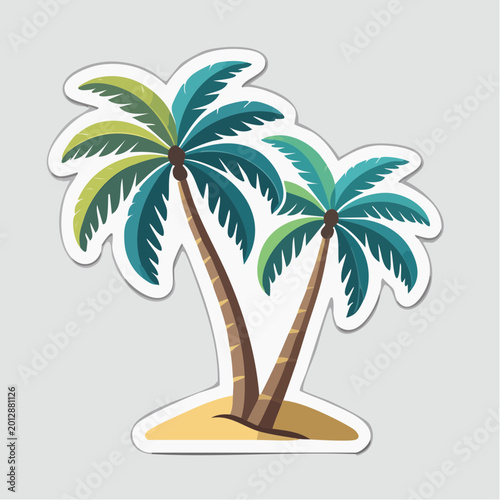 Two Palm Trees on a Sandy Island