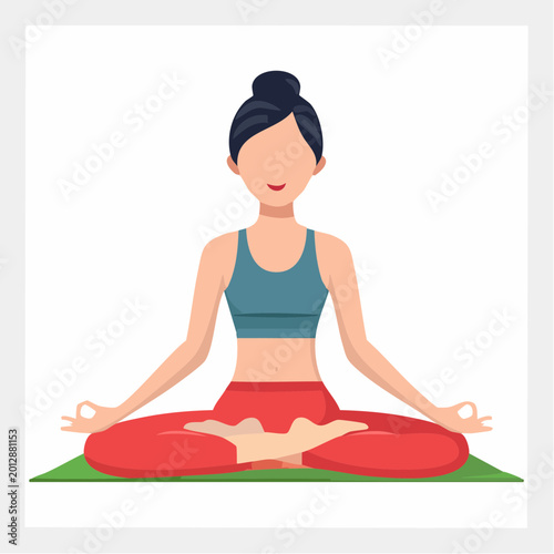 Woman Meditating in Lotus Pose on Yoga Mat
