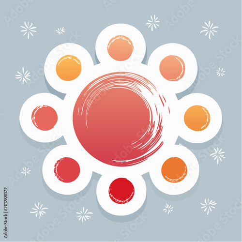 Abstract Flower with Gradient Circles and Snowflakes