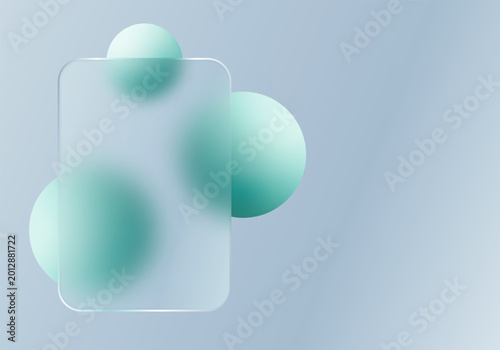 Mint glass card with soft translucent circles on a powder blue background