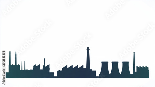 Fotografija Industrial City Skyline Silhouette Night.