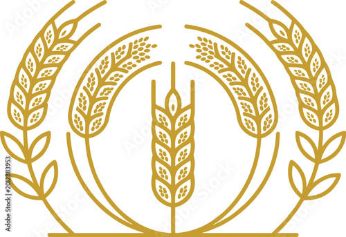 Obraz na płótnie Golden Wheat and Grain Icon Featuring a Stylized Wheat Sheaf for Agriculture and
