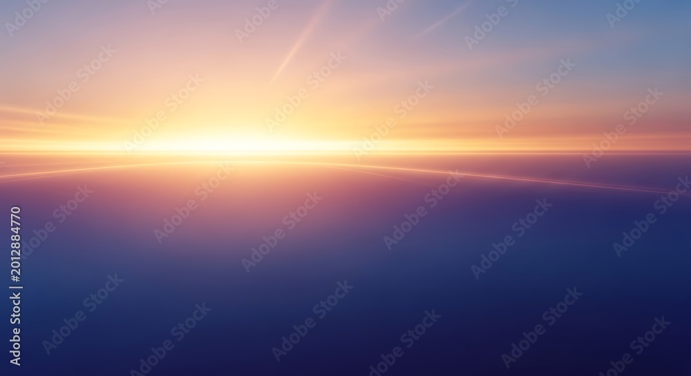 Obraz premium Golden Sunrise Over Horizon - A Breathtaking View.