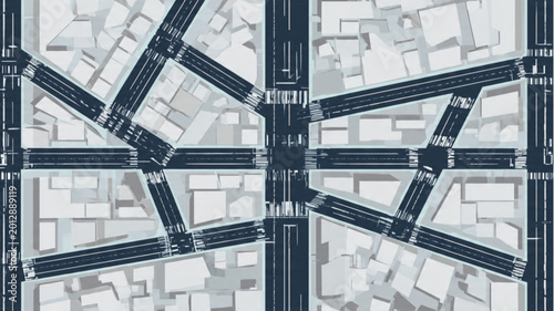 Tableau sur toile Interchange highway road junction system.