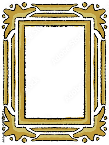 Hand Drawn Gold Decorative Frame with Organic Abstract Border