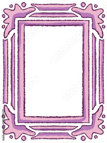 Hand Drawn Purple Decorative Frame with Organic Abstract Border