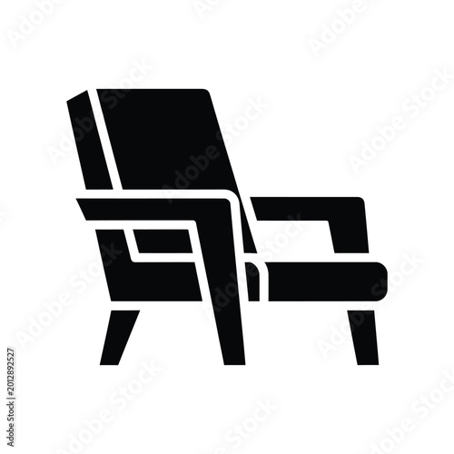 Billede på lærred Minimalist glyph black and white line art illustration of a modern armchair, iso
