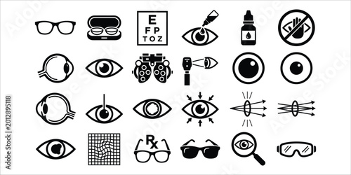 Obraz na płótnie Ophthalmology icons vision care eye health and optometry symbols collection