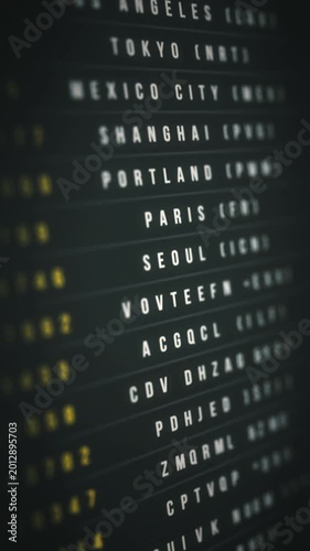 Airport Departure Board Vertical Background
Vertical travel background made up of an airport departure board with scrolling informations on flight destination, time and decoding text