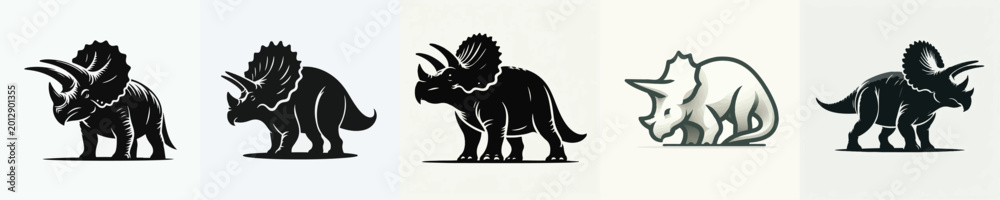 Fototapeta premium Triceratops Silhouette Vector Illustration